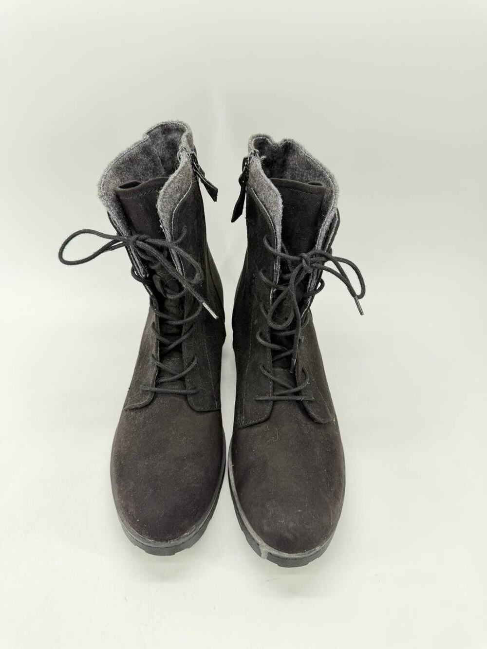 Target Women's Black Textile Lace Up Ankle Combat Boots Block Heel Size 12